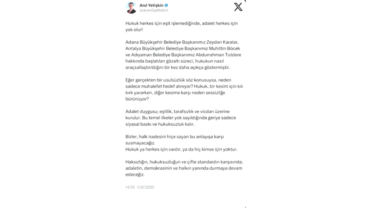 Başkan Yetişkin'den Hukuksuz Uygulamalara Şok Tepki! Neler Oluyor?
